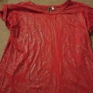 BKE by The Buckle, lacy red orange top